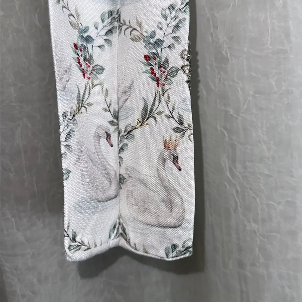 Sincerely Santa White Green Red Christmas Swans Canvas Wine Gift Bag